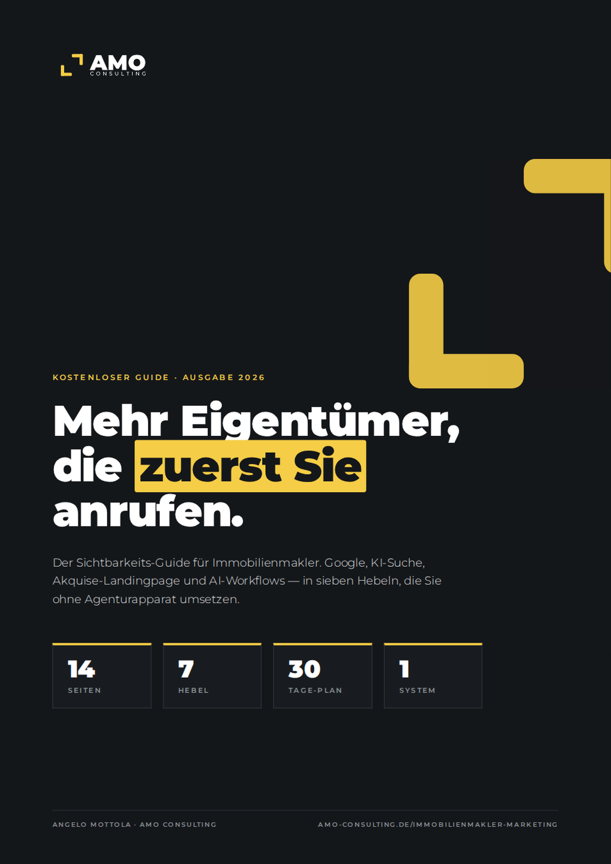 Titelseite des Sichtbarkeits-Guides für Immobilienmakler von AMO Consulting